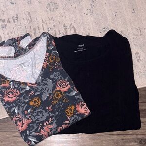 Motherhood Maternity Floral and Black Tops Set